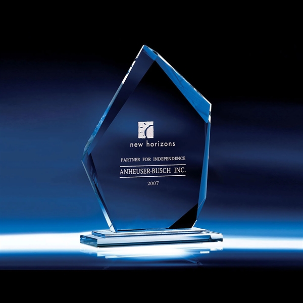 Optic crystal award with solid cherry wood base and clean geometric... from ASI 62985 J. Charles