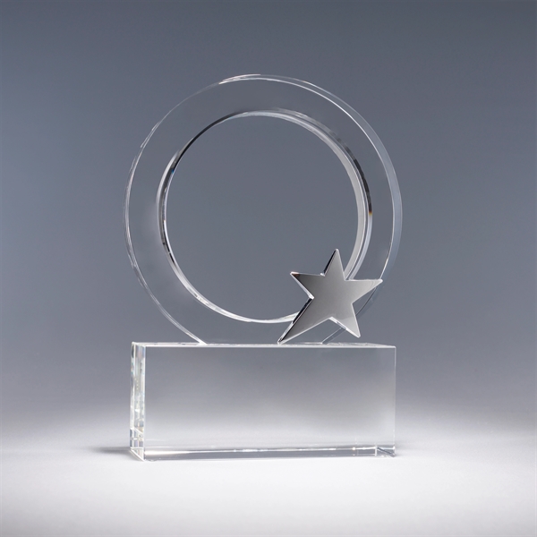 9" x 6.75" x 2" optic crystal Ream award with circle... from ASI 62985 J. Charles