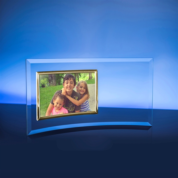 Free-standing horizontal photo frame made of jade crystal with a gold... from ASI 62985 J. Charles