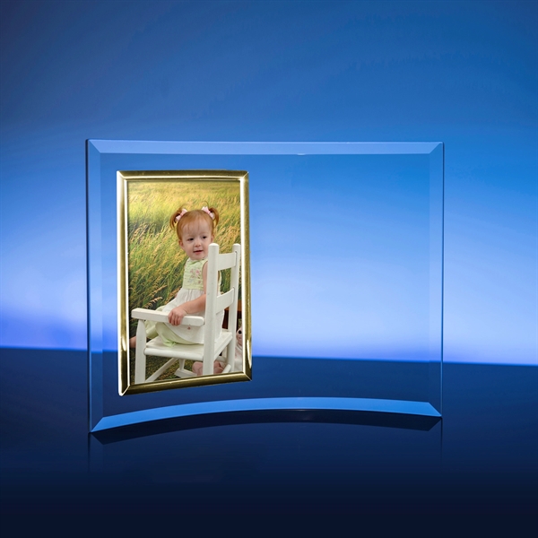Free-standing vertical photo frame made of jade crystal with a gold... from ASI 62985 J. Charles