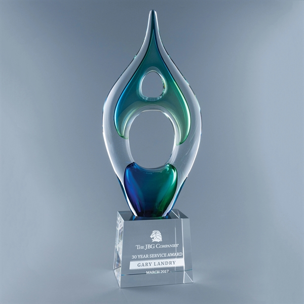 19" x 7" x 3.75" art glass award with optic crystal... from ASI 62985 J. Charles