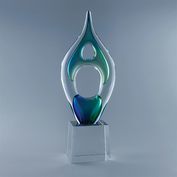 19" x 7" x 3.75" art glass award with optic crystal... from ASI 62985 J. Charles