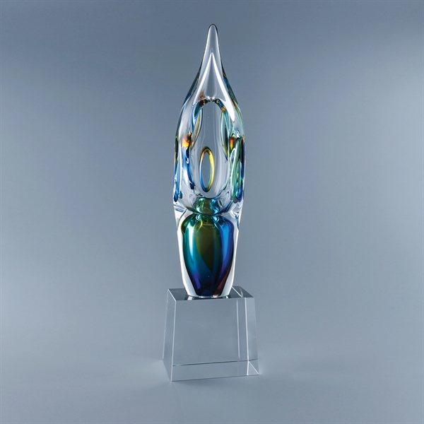 20" x 5" x 5" art glass award with optic crystal... from ASI 62985 J. Charles