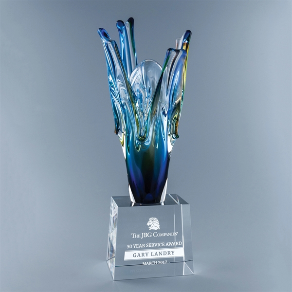 17.5" x 6.5" x 6" art glass award with optic crystal... from ASI 62985 J. Charles