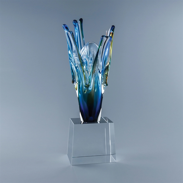 17.5" x 6.5" x 6" art glass award with optic crystal... from ASI 62985 J. Charles