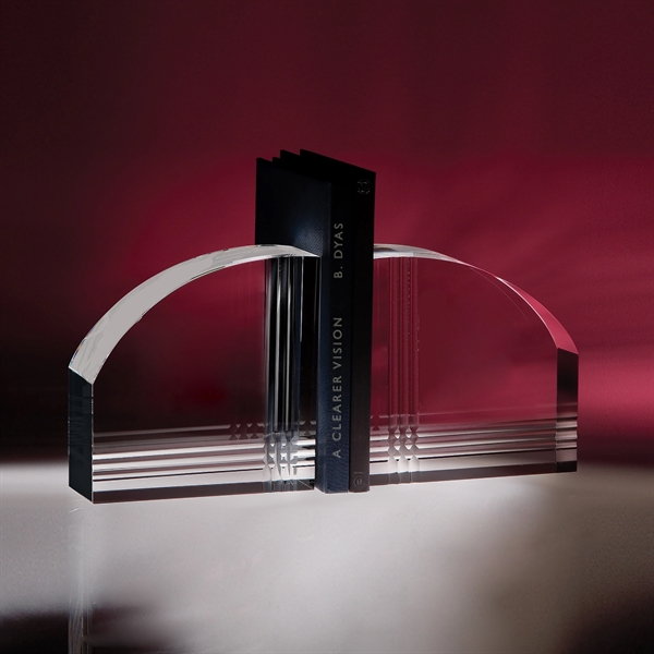 Foundation bookends made of solid optic crystal with a cut and... from ASI 62985 J. Charles
