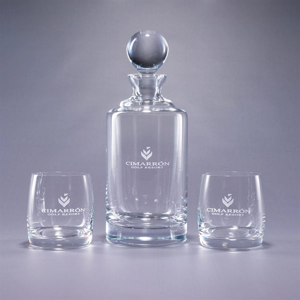 Three-piece Meridian non-lead crystal set with 34 ounce decanter with stopper... from ASI 62985 J. Charles