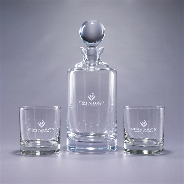 Three-piece Uptown barware set with 34 ounce decanter with round stopper... from ASI 62985 J. Charles
