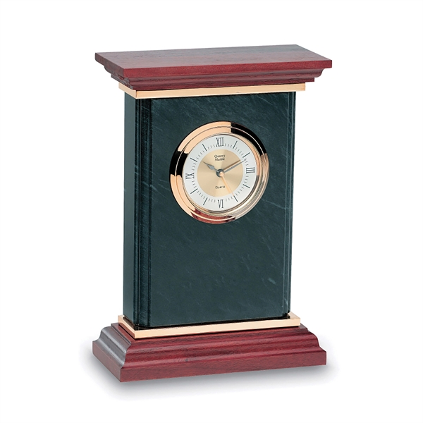9" x 5.5" marble clock with precise quartz movement, gold plate... from ASI 62985 J. Charles