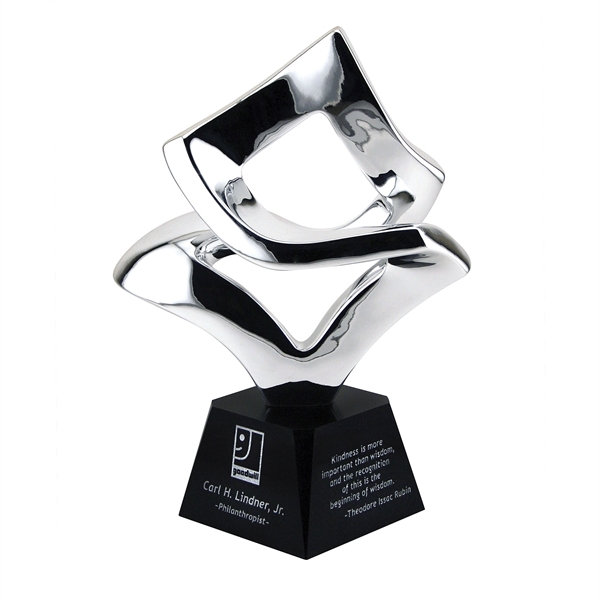 Concordia chrome art sculpture award embedded into genuine black marble.... from ASI 62985 J. Charles