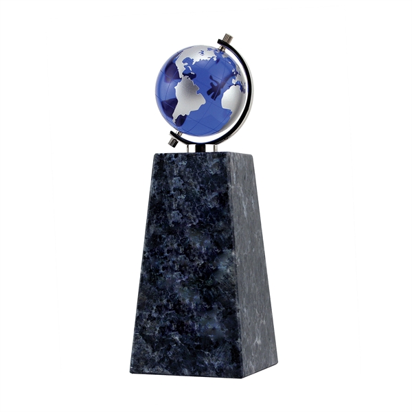 9" x 3" award with blue pearl granite and spinning blue... from ASI 62985 J. Charles
