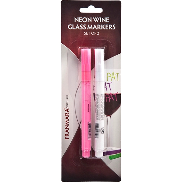 Neon white and neon pink wine glass markers, set of two,... from ASI 55450 Franmara Inc