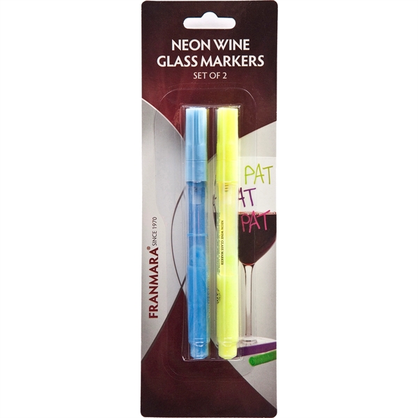 Neon yellow and neon blue wine glass markers, set of two,... from ASI 55450 Franmara Inc