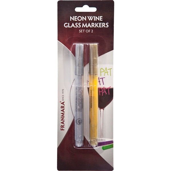 Neon gold and neon silver wine glass markers, set of two,... from ASI 55450 Franmara Inc