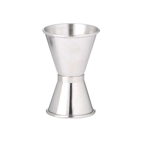 Double-sided cocktail jigger made of brushed stainless steel with both 1... from ASI 57655 STOPNGO Line