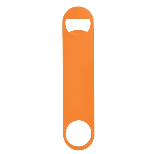 Paddle style bottle opener made of stainless steel with a powder-coated... from ASI 57655 STOPNGO Line