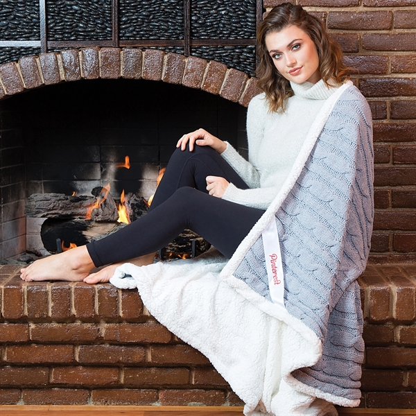 50" x 60" cable-knit chenille throw blanket with a zipper vinyl... from ASI 90913 Terry Town