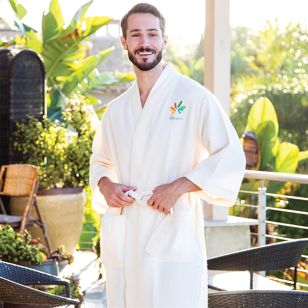 Waffle kimono 3/4 length robe with two patch pockets.... from ASI 90913 Terry Town