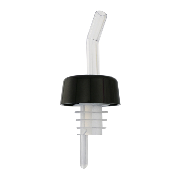 Whiskey pourer with long curved clear spout and black collar.... from ASI 55450 Franmara Inc