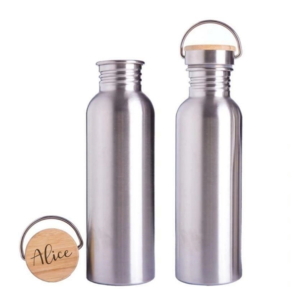 Stainless Steel Water Bottle with Bamboo Lid 500ML... from ASI 72657 Active Life Promo / Active Life Promo Ingrain Promo
