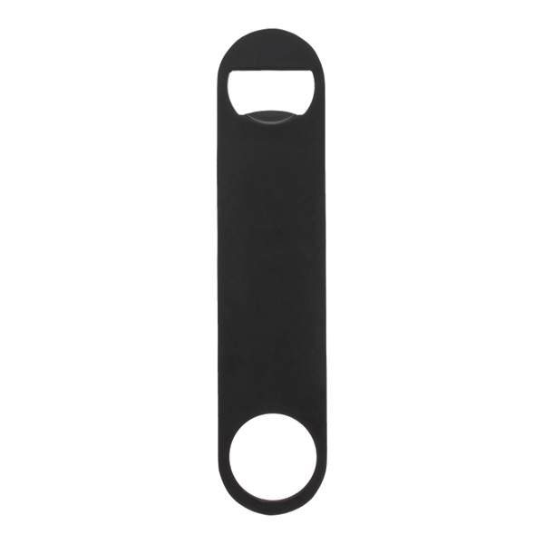 Paddle bottle opener made of stainless steel with a matte black... from ASI 57655 STOPNGO Line