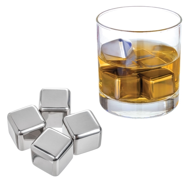 4 pack of stainless steel whiskey ice cubes with a black... from ASI 57655 STOPNGO Line