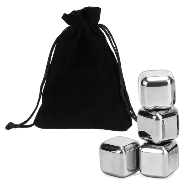 4 pack of stainless steel whiskey ice cubes with a black... from ASI 57655 STOPNGO Line