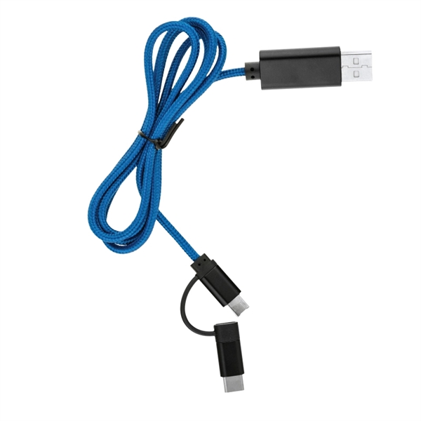 3-in-1 braided charging cable with 8-Pin, Micro USB and Type-C connectors.... from ASI 57655 STOPNGO Line