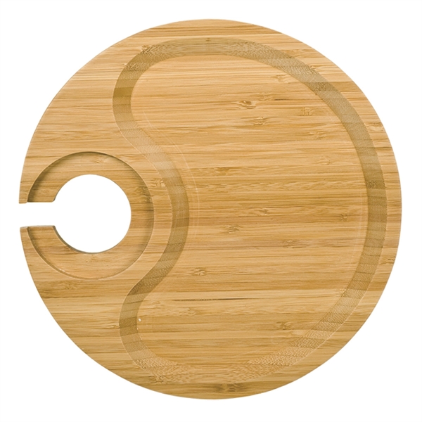 Round bamboo party plate with built-in stemware holder.... from ASI 55450 Franmara Inc