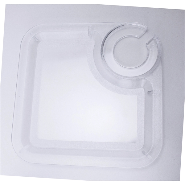 Square plastic party plate with built-in stemware holder.... from ASI 55450 Franmara Inc