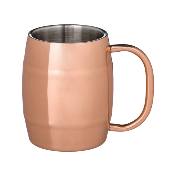 14 oz. barrel shaped Moscow Mule mug made of copper-plated stainless... from ASI 57655 STOPNGO Line