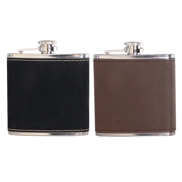 6 oz. hip flask made of leatherette-wrapped stainless steel with contrast... from ASI 57655 STOPNGO Line