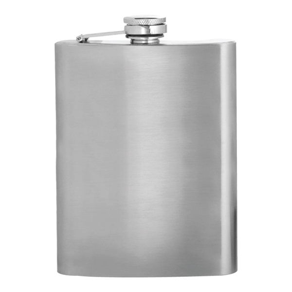 8 oz. brushed stainless steel hip flask with a hinged screw-on... from ASI 57655 STOPNGO Line