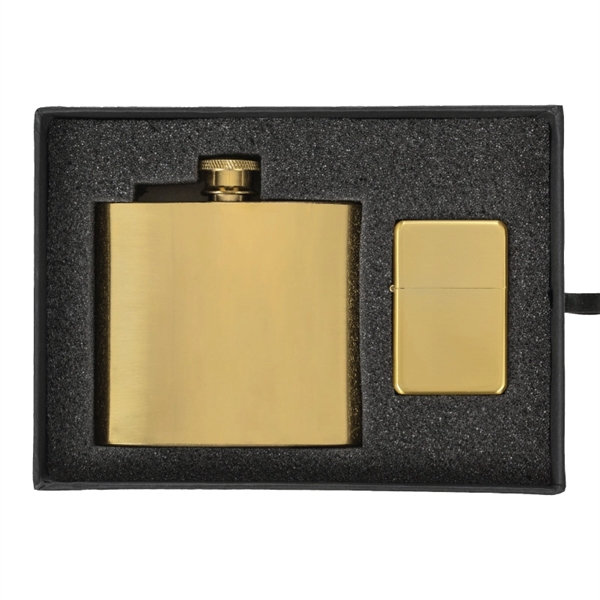 Gift set with a 5 oz. stainless steel flask and oil... from ASI 57655 STOPNGO Line
