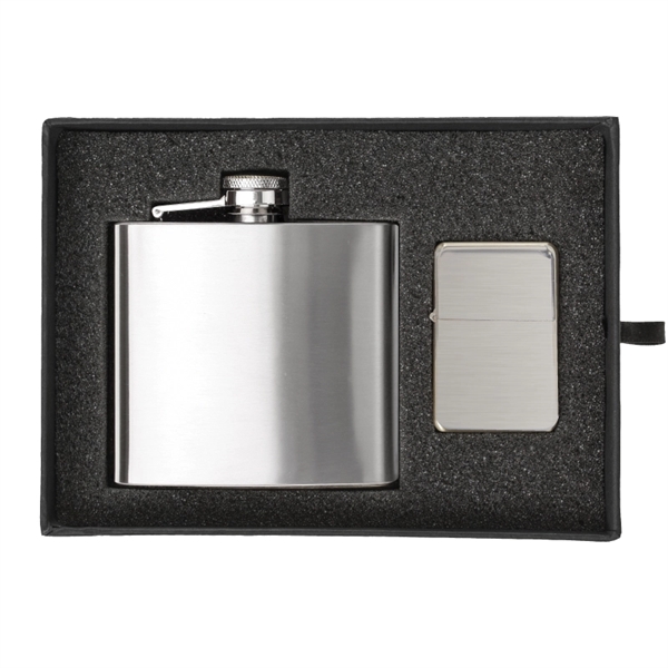 Gift set with a 5 oz. stainless steel flask and oil... from ASI 57655 STOPNGO Line