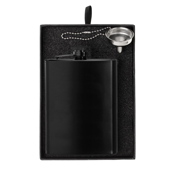 8 oz. stainless steel flask and funnel in a heavy-duty gift... from ASI 57655 STOPNGO Line