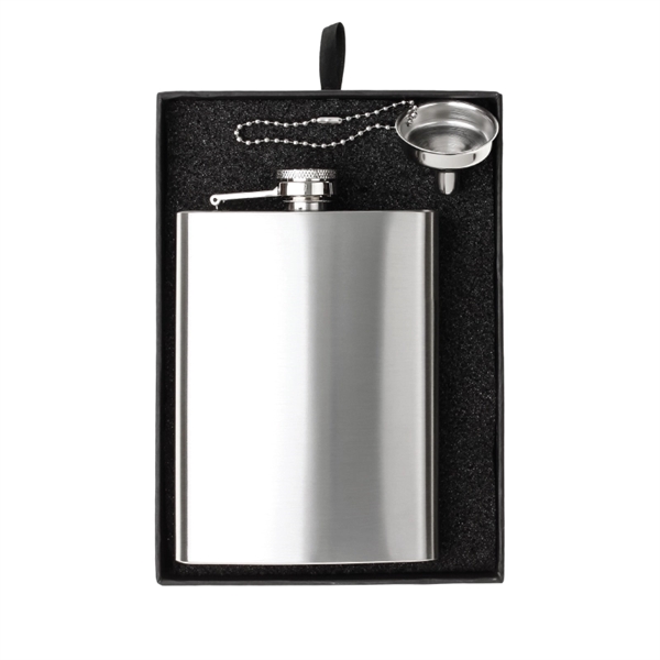 8 oz. stainless steel flask and funnel in a heavy-duty gift... from ASI 57655 STOPNGO Line