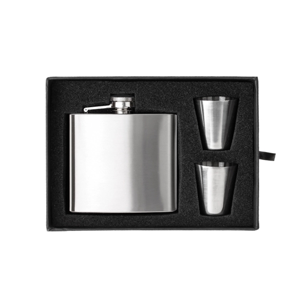 5 oz. stainless steel flask with two mini stainless steel shot... from ASI 57655 STOPNGO Line