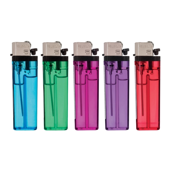 Transparent plastic standard flint cigarette lighter in assorted bright colors.... from ASI 57655 STOPNGO Line