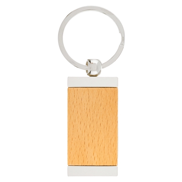 Rectangle keyring made of sterling silver chrome and bamboo plate.... from ASI 57655 STOPNGO Line