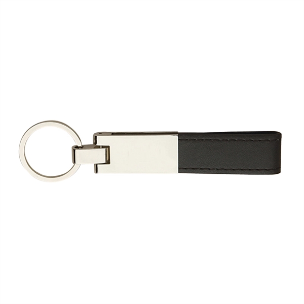 Keyring made of brushed finish metal plate with a leather strap.... from ASI 57655 STOPNGO Line