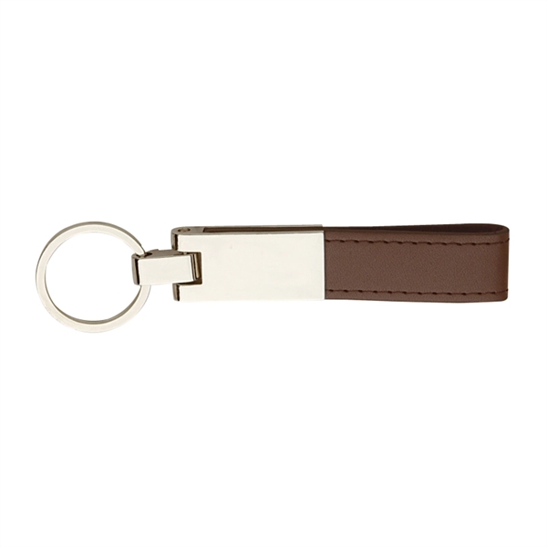 Keyring made of brushed finish metal plate with a leather strap.... from ASI 57655 STOPNGO Line