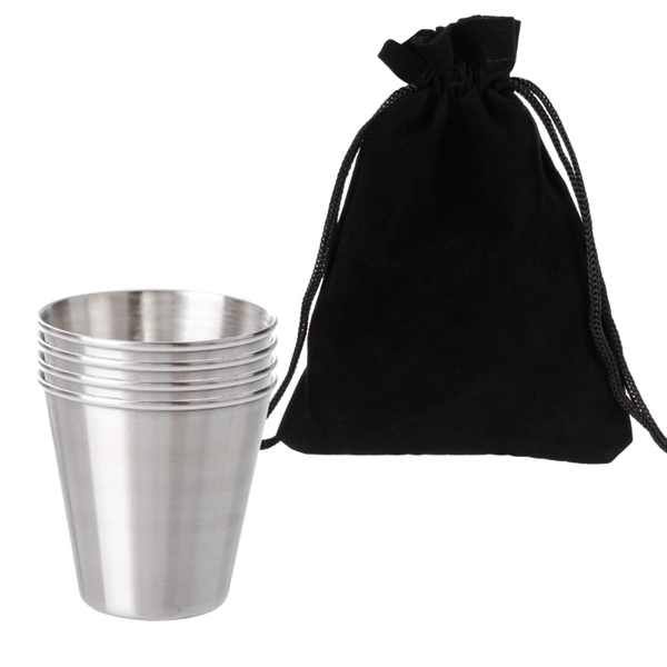 Four-pack of 2 oz. shot glasses made of high-quality brushed stainless... from ASI 57655 STOPNGO Line