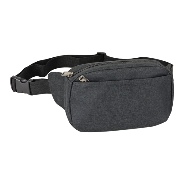 Three-zipper fanny pack made of heathered polyester with an adjustable waist... from ASI 57655 STOPNGO Line