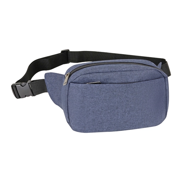 Three-zipper fanny pack made of heathered polyester with an adjustable waist... from ASI 57655 STOPNGO Line