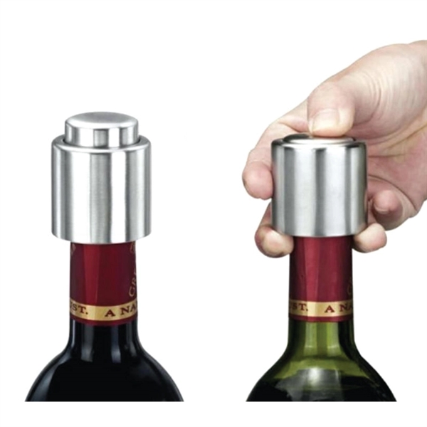Wine stopper made of stainless steel with a vacuum seal that... from ASI 57655 STOPNGO Line