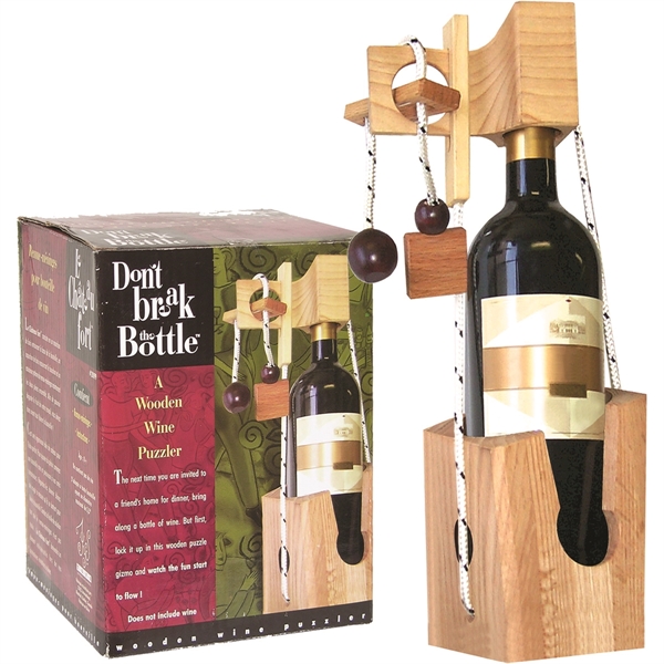 Wooden wine bottle puzzler, original edition. Three wooden pieces with red... from ASI 55450 Franmara Inc