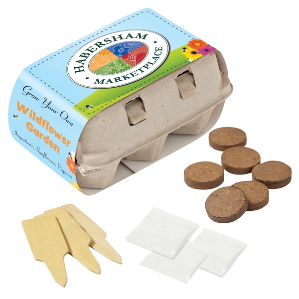 Egg carton garden kit includes seeds, soil and three wooden plant... from ASI 63549 Jornik Manufacturing Corp / Jornik