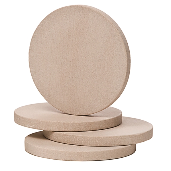 Set of four 4" x 3/8" beige absorbent sandstone coasters with... from ASI 55450 Franmara Inc