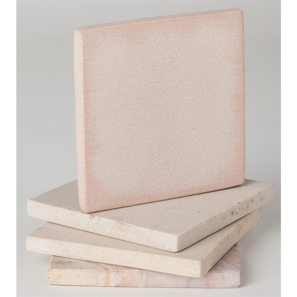 Set of four 4" x 3/8" square absorbent sandstone coasters with... from ASI 55450 Franmara Inc